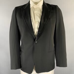EMPORIO ARMANI Size 44 Black Wool Peak Lapel Sport Coat